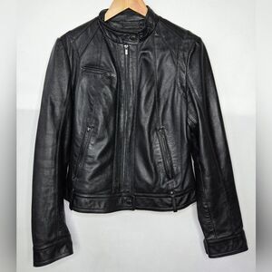 Women's Vintage Wilsons Leather Black Pelle Studio Motorcycle Jacket Large